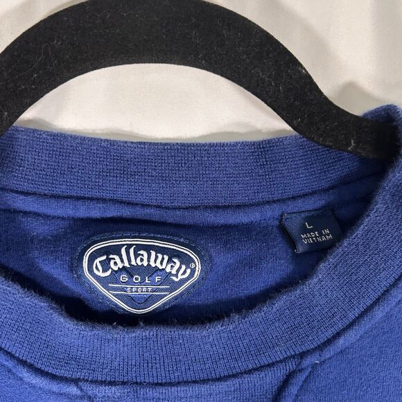 Callaway Golf Sweater Men's Large Blue Crew Neck Cotton Blend Pullover - Picture 3 of 7